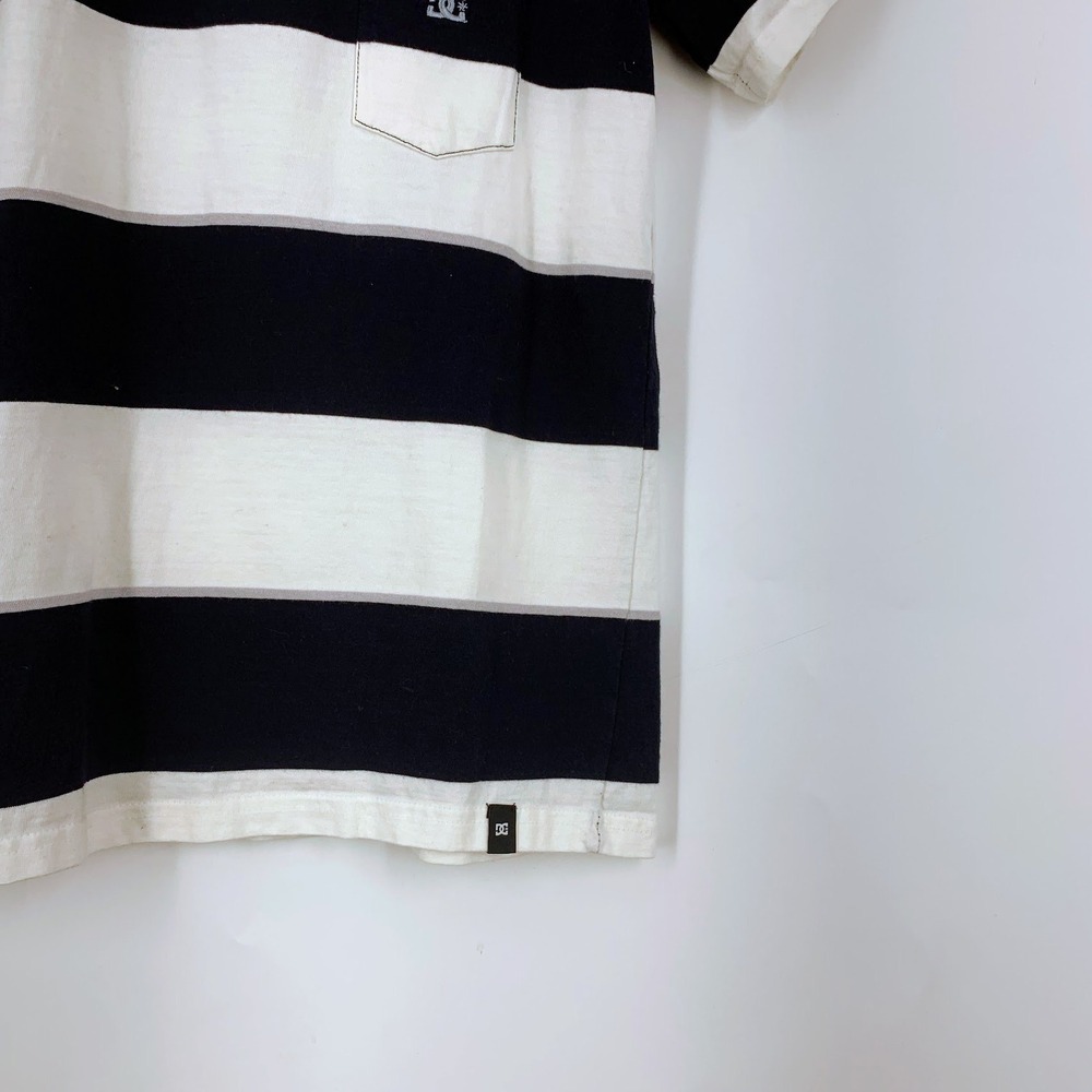 DC Shoes Kids Navy Blue White Striped Short Sleeve Pocket T-Shirt Skate Size 12 - Picture 5 of 12